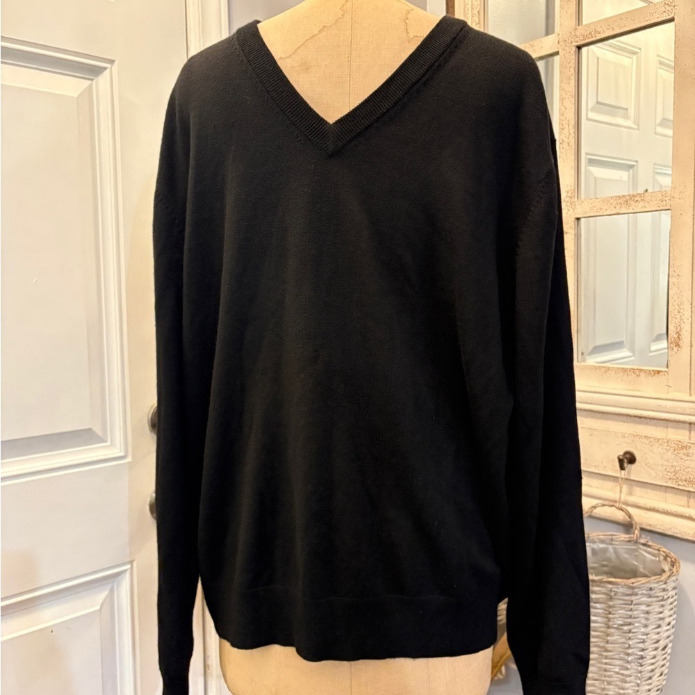 Donald Ross Mens Black 100% Merino Wool V-Neck Golf Sweater L NWT Golf Fall